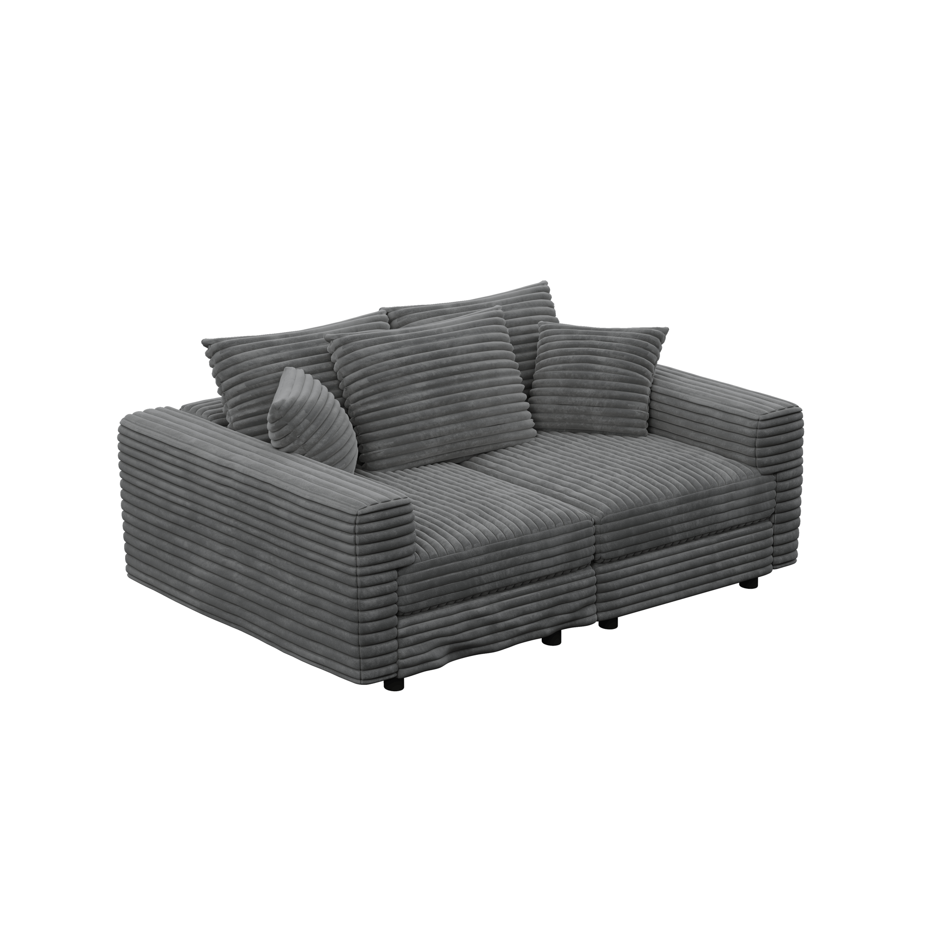 82.7 "Plush Corduroy 3-Seat Sofa,Modern Comfy Upholstered Sofa Cloud Couch,Deep Seat Couches with Soft Pillows and 1 Ottomans,Convertible Sofa Lounge Chair,Grey
