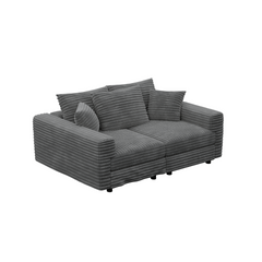 82.7 "Plush Corduroy 3-Seat Sofa,Modern Comfy Upholstered Sofa Cloud Couch,Deep Seat Couches with Soft Pillows and 1 Ottomans,Convertible Sofa Lounge Chair,Grey