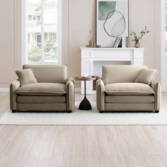 Tan Corduroy,Luxurious and Sophisticated Deep Seated Sofa Set with Two Single  Deep Seat Sofa Suitable for Living Room and Office