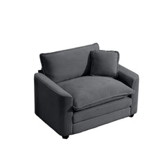 Grey Corduroy Fabric, Comfortable Single Chair Deep Seat Sofa With One Pillow, Suitable for Living Room and Bedroom, Club Multiple Occasions