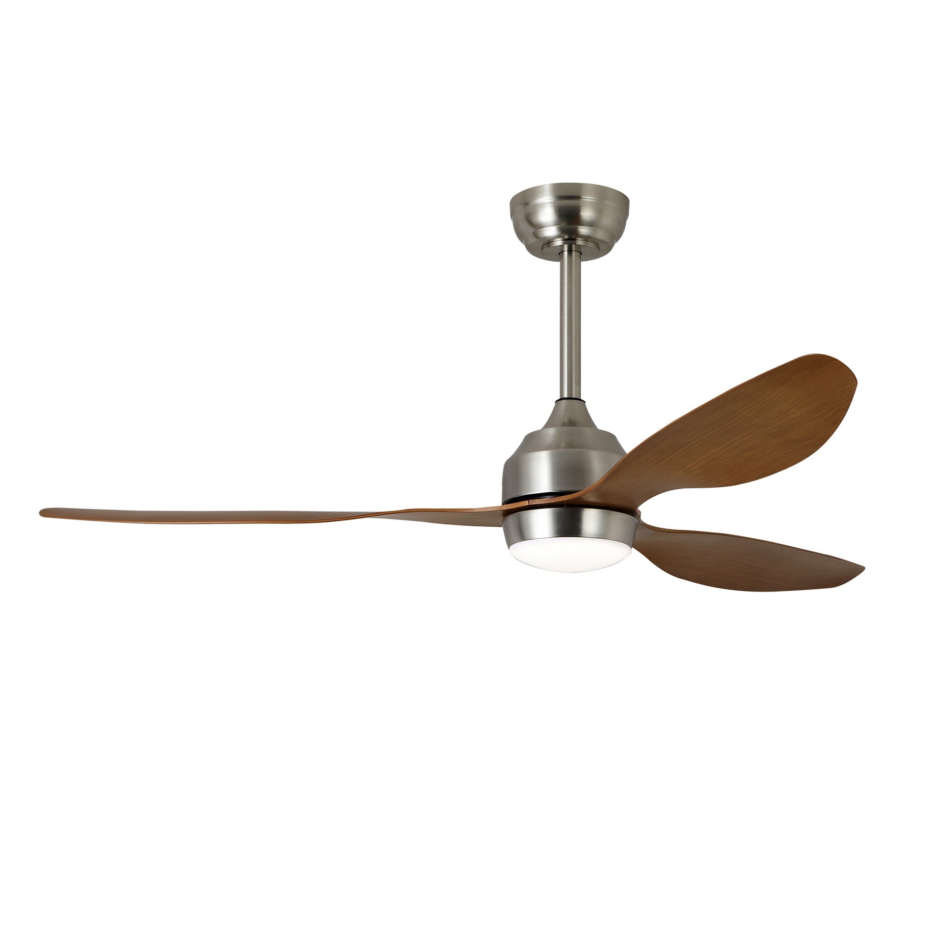 52" Ceiling Fan with Lights Quiet DC Motor 3 ABS Blade Ceiling Fans 6 Speed Levels,Reversible Ceiling Fan, for Patio Living Room, Bedroom, Office,Indoor.(Stain Nickel + Wood Gain )