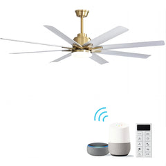 66 Inch Modern Smart Ceiling Fan With Dimmable Led Light 8 ABS Blades Remote Control Reversible DC Motor For Home Office