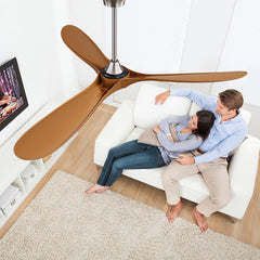 60 Inch Indoor Modern Ceiling Fan With 6 Speed Remote Control 3 Solid Wood Blade For Living Room