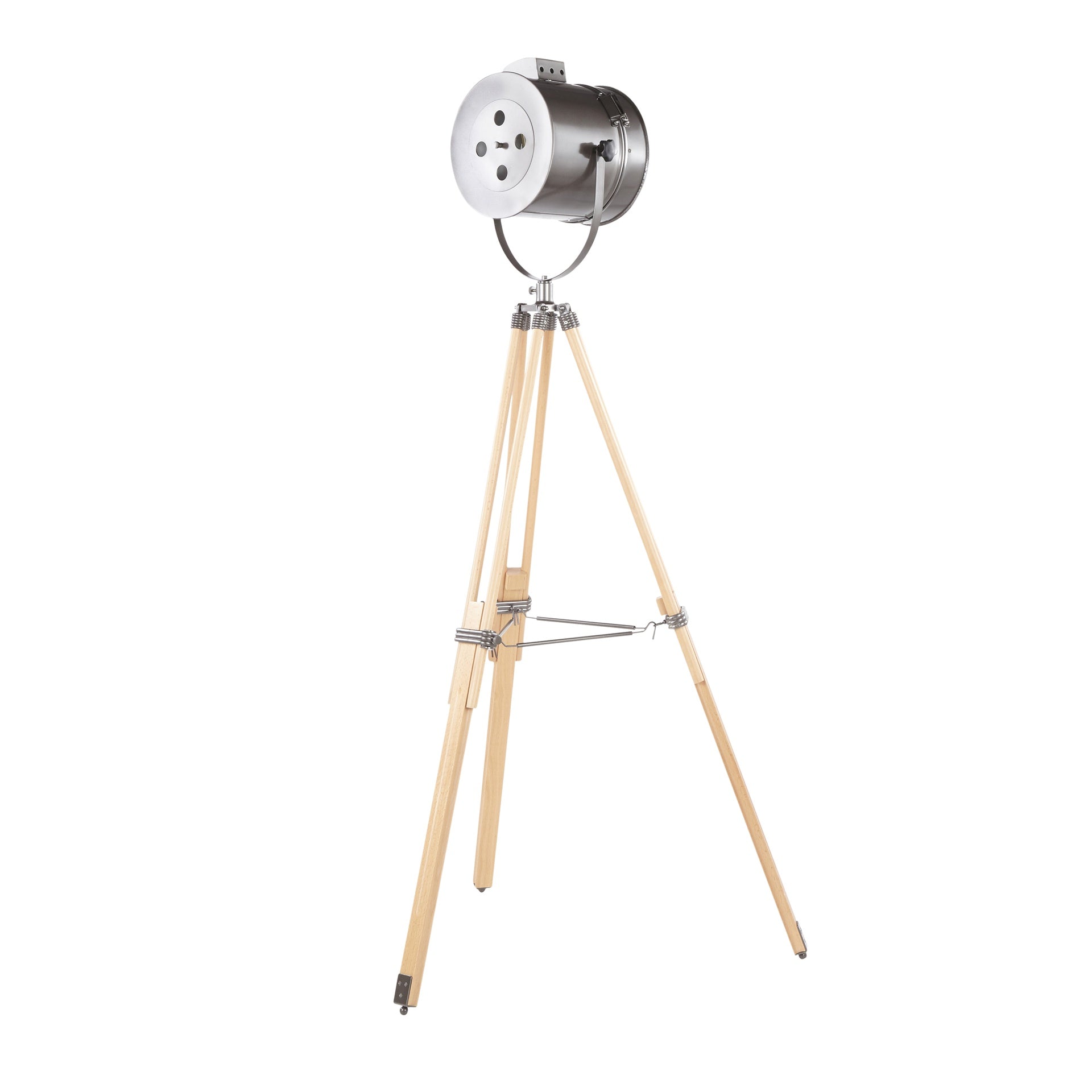Ahoy Industrial Floor Lamp in Natural Wood and Antique Metal by LumiSource