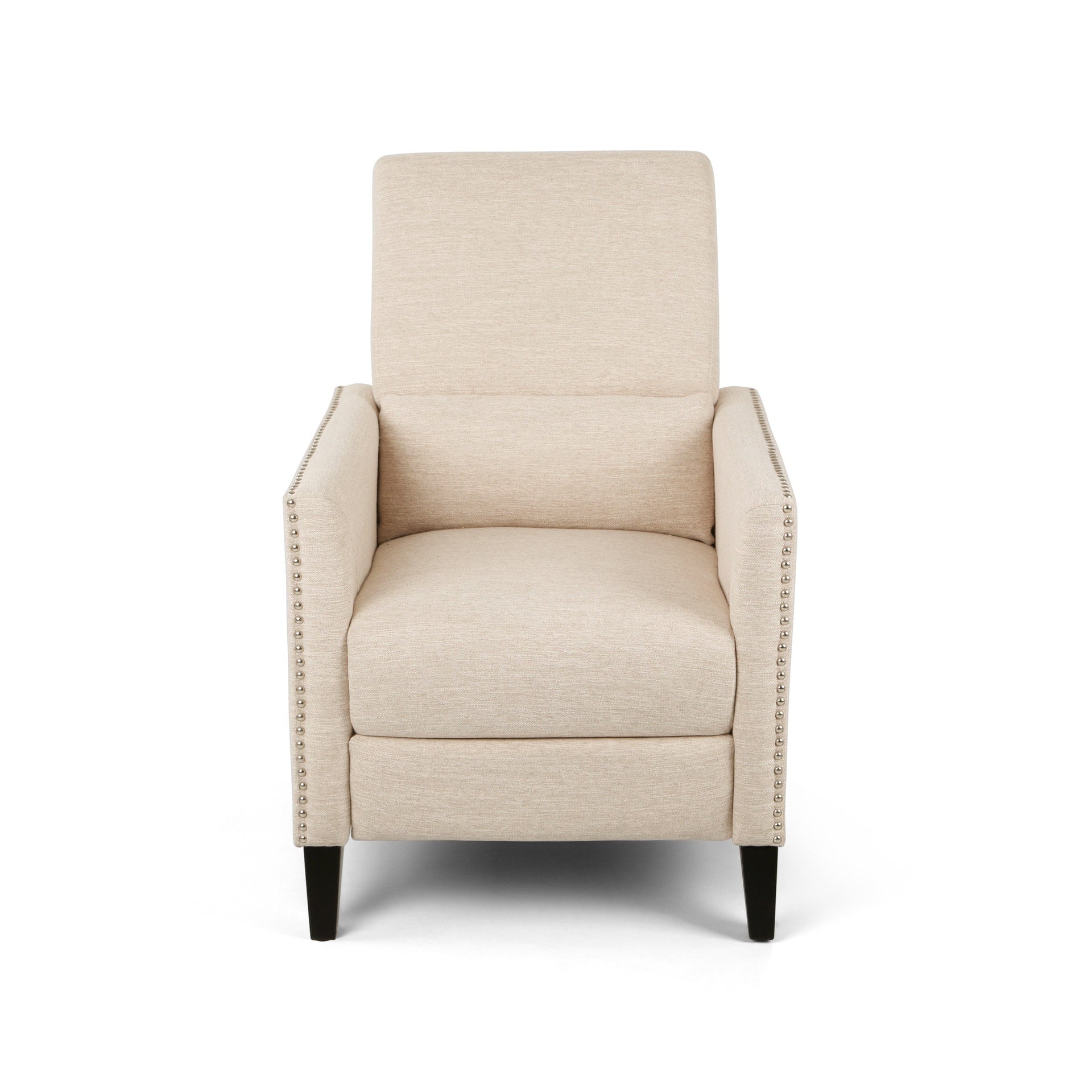 Pushback Recliner Chair with side pocket, Fabric Armchair Push Back Recliner with Rivet Decoration, Mid Century Accent Chair for Living Room, Bedroom