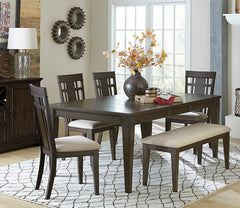 Dark Brown Finish 48-inch Bench 1pc Beige Fabric Upholstered Seat Classic Look Dining Wooden Furniture