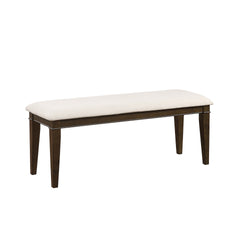 Dark Brown Finish 48-inch Bench 1pc Beige Fabric Upholstered Seat Classic Look Dining Wooden Furniture