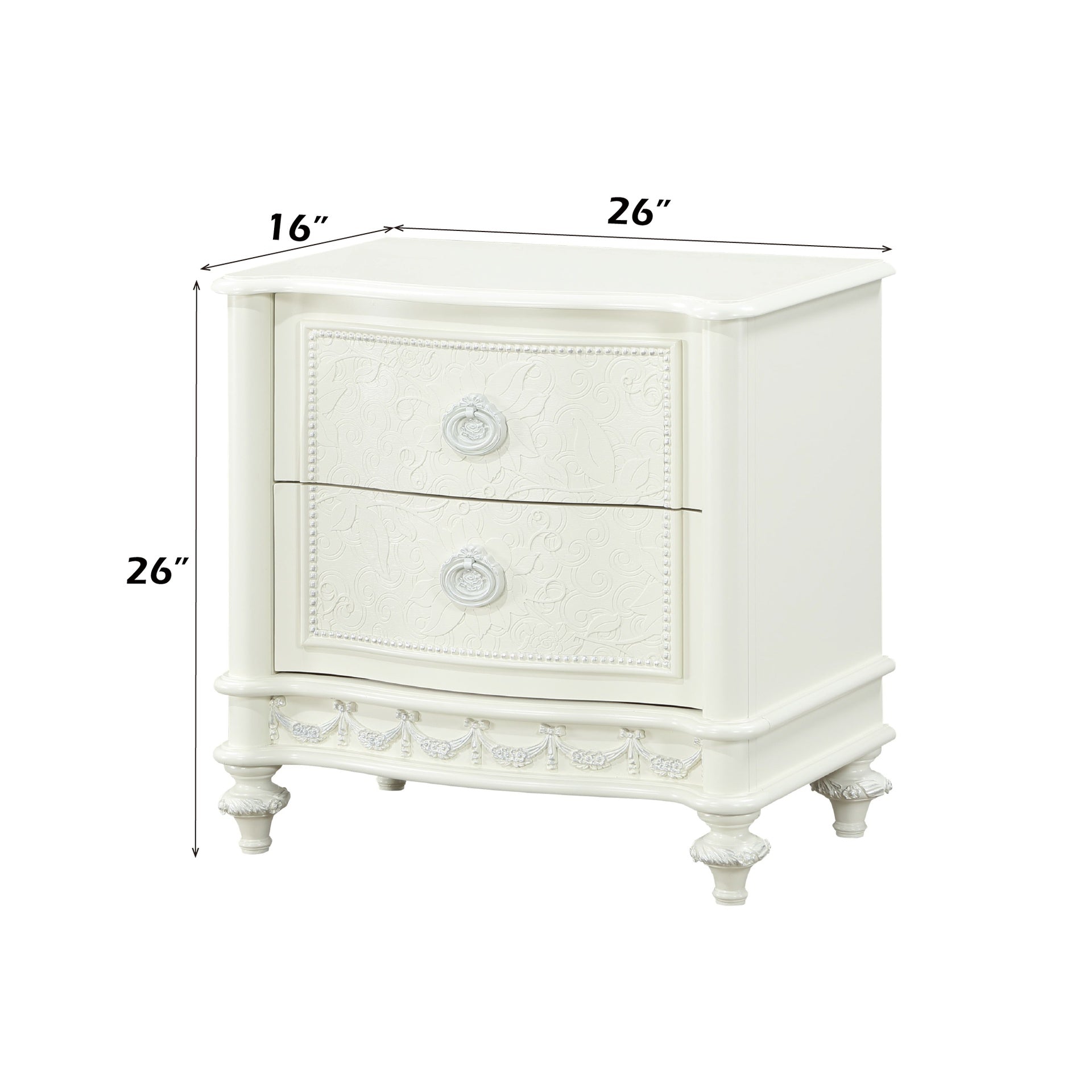 Dorothy Ivory Finish Nightstand W/2 Drawers