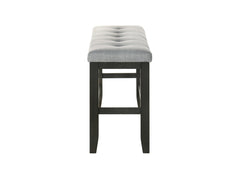 1Pc Modern Counter Height Bench Tufted Upholstery Tapered Wood Legs Bedroom Living Room Furniture Wheat Charcoal Linen Finish
