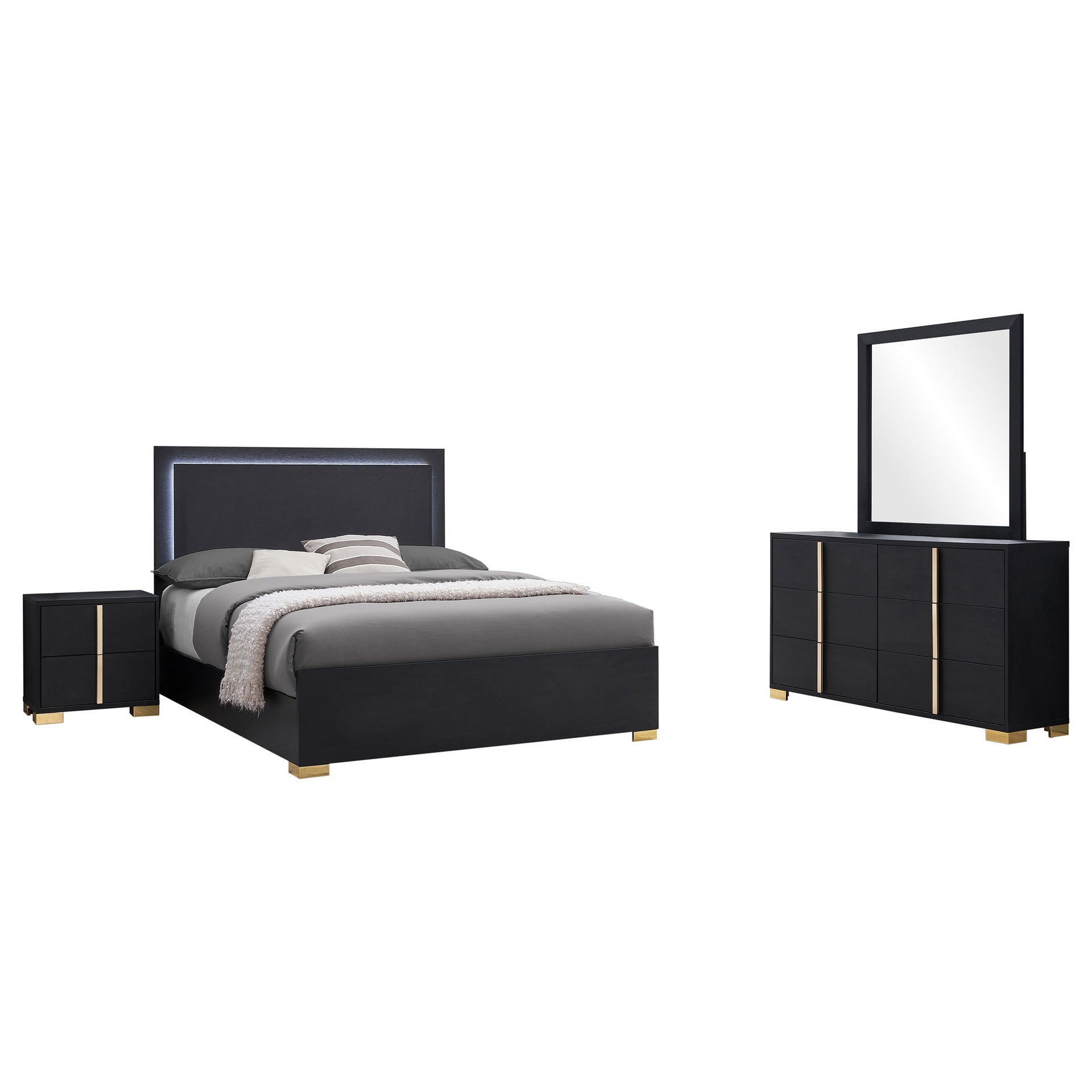 Medici Black 4-piece LED Full Bedroom Set
