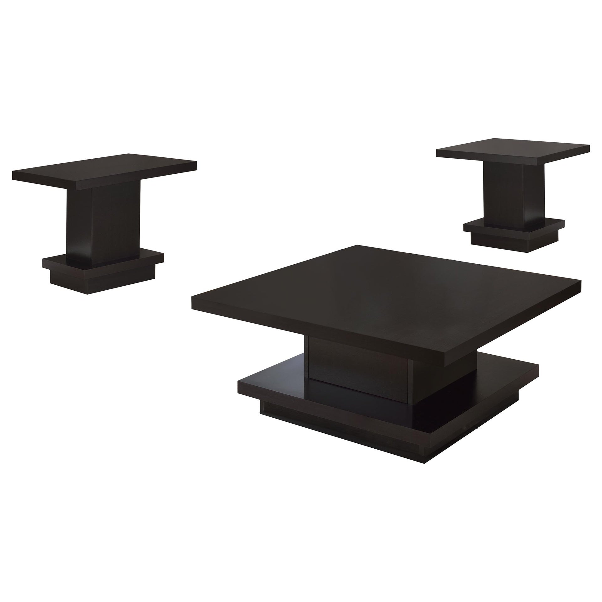 Cappuccino 3-piece Square Coffee and End Table Set