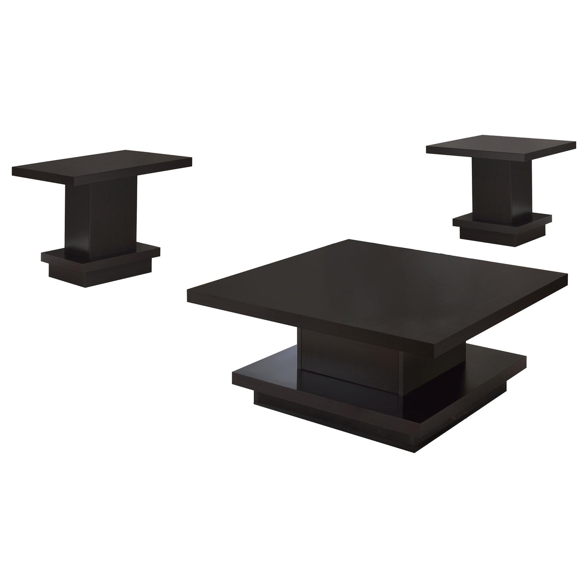 Cappuccino 3-piece Square Coffee and End Table Set