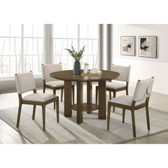 Crispin Brown 5-piece Round Wood Dining Room Table Set