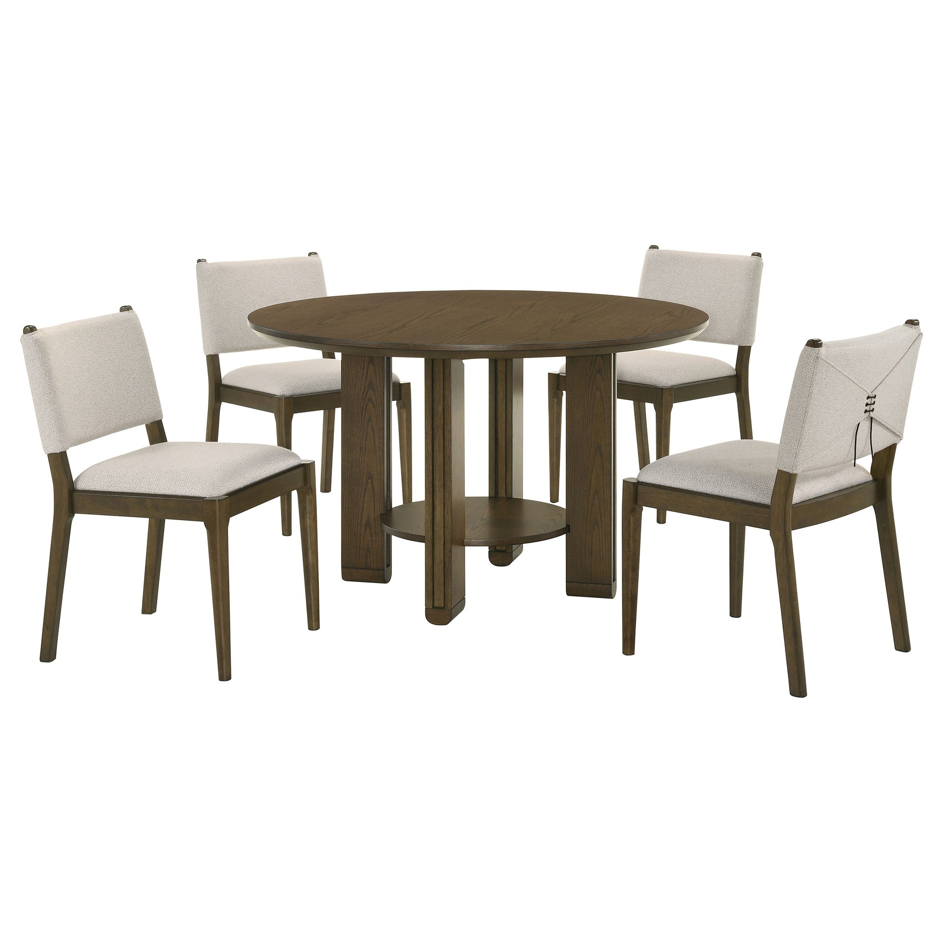 Crispin Brown 5-piece Round Wood Dining Room Table Set