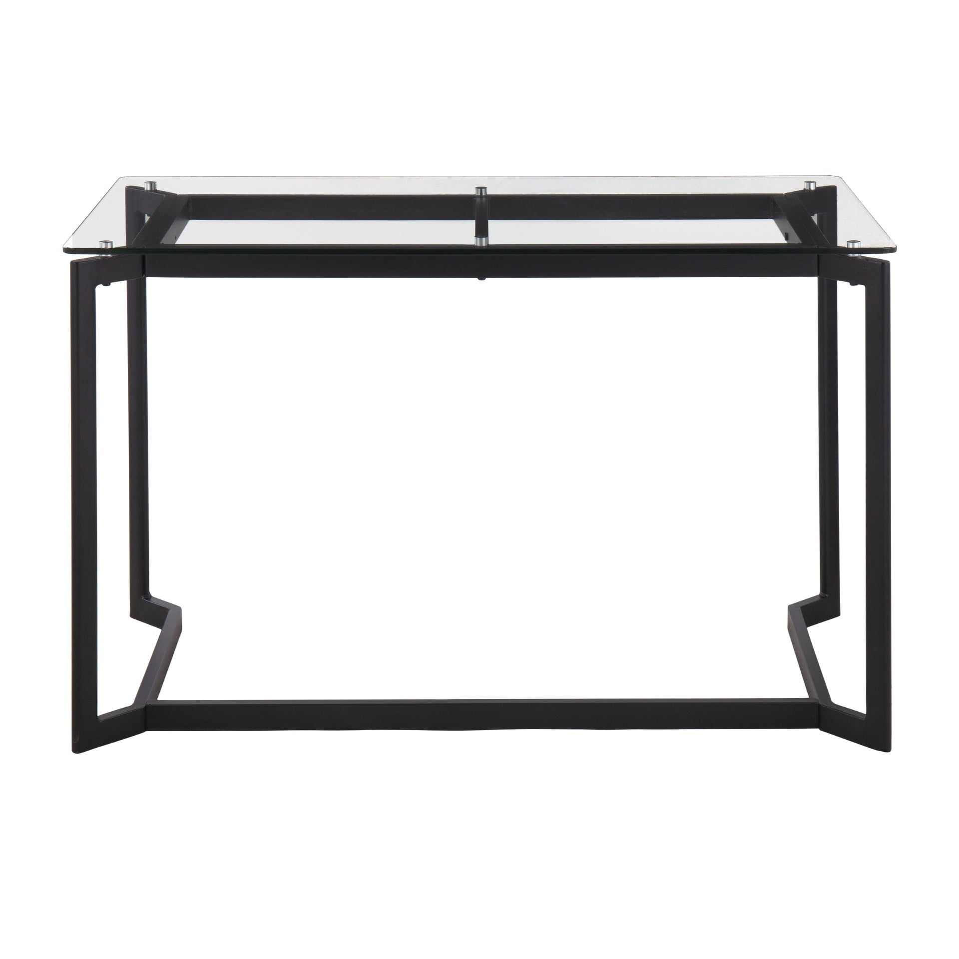 Masters Modern Office Desk in Black Steel with Clear Glass Top by LumiSource