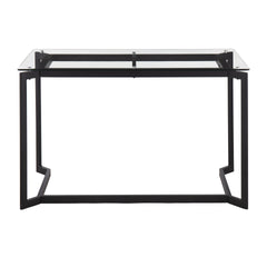 Masters Modern Office Desk in Black Steel with Clear Glass Top by LumiSource