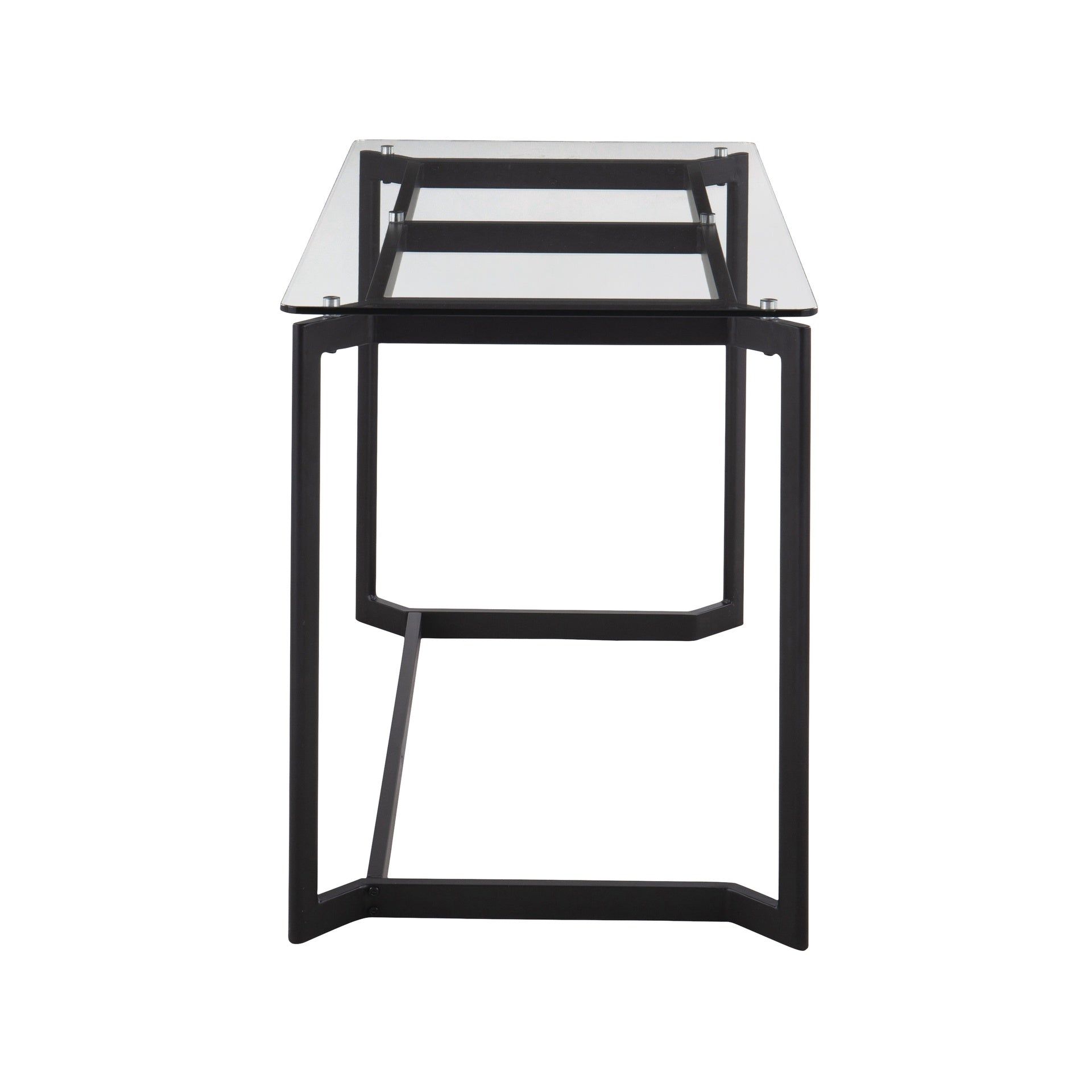 Masters Modern Office Desk in Black Steel with Clear Glass Top by LumiSource
