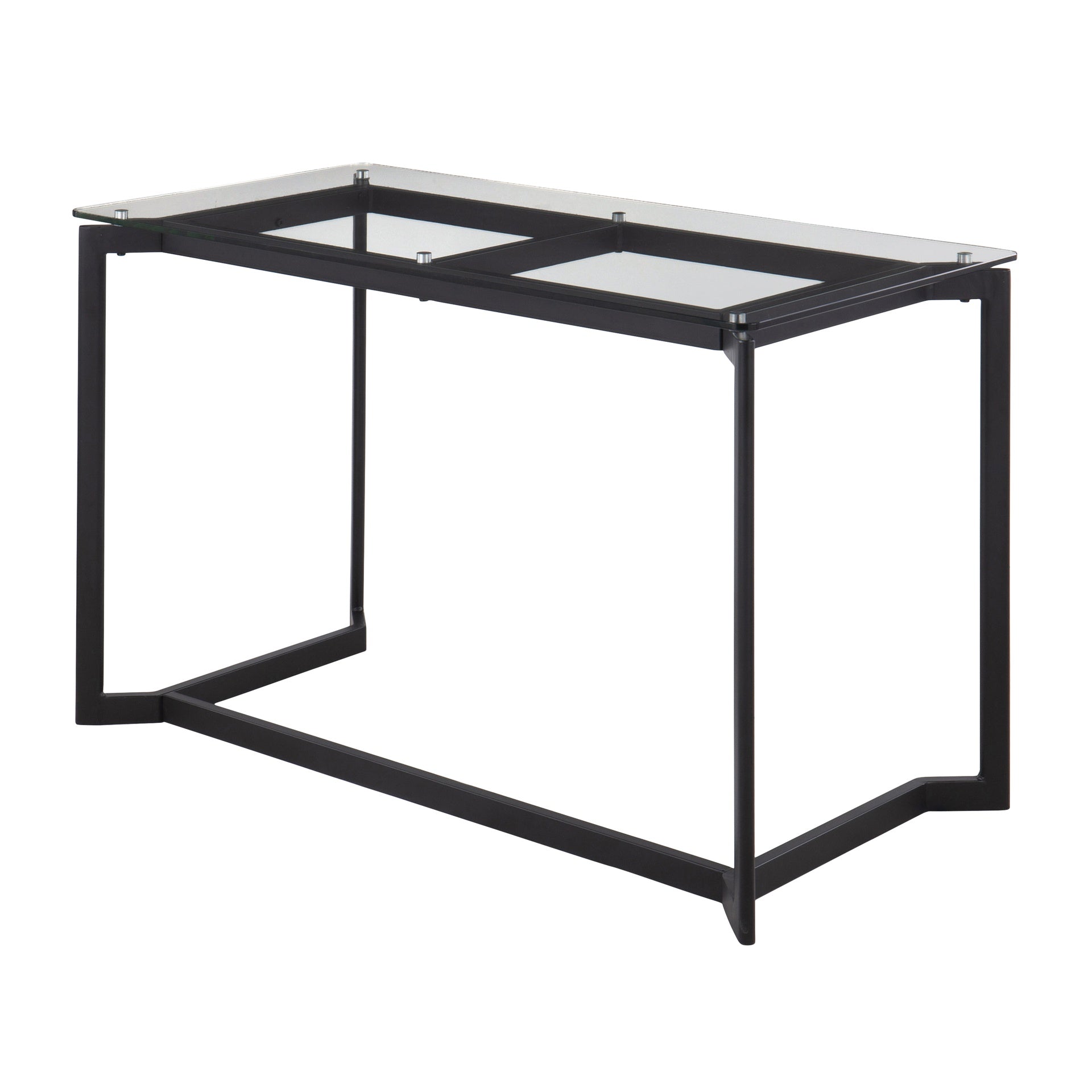 Masters Modern Office Desk in Black Steel with Clear Glass Top by LumiSource