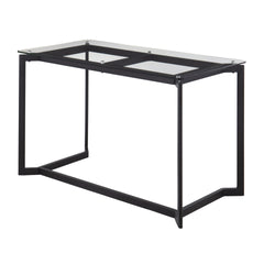 Masters Modern Office Desk in Black Steel with Clear Glass Top by LumiSource