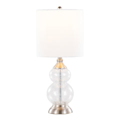 Belle 20" Contemporary Glass Accent Lamp in Clear Wrinkle Glass, Brushed Nickel and White Linen Shade from Grandview Gallery by LumiSource - Set of 2