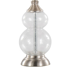 Belle 20" Contemporary Glass Accent Lamp in Clear Wrinkle Glass, Brushed Nickel and White Linen Shade from Grandview Gallery by LumiSource - Set of 2