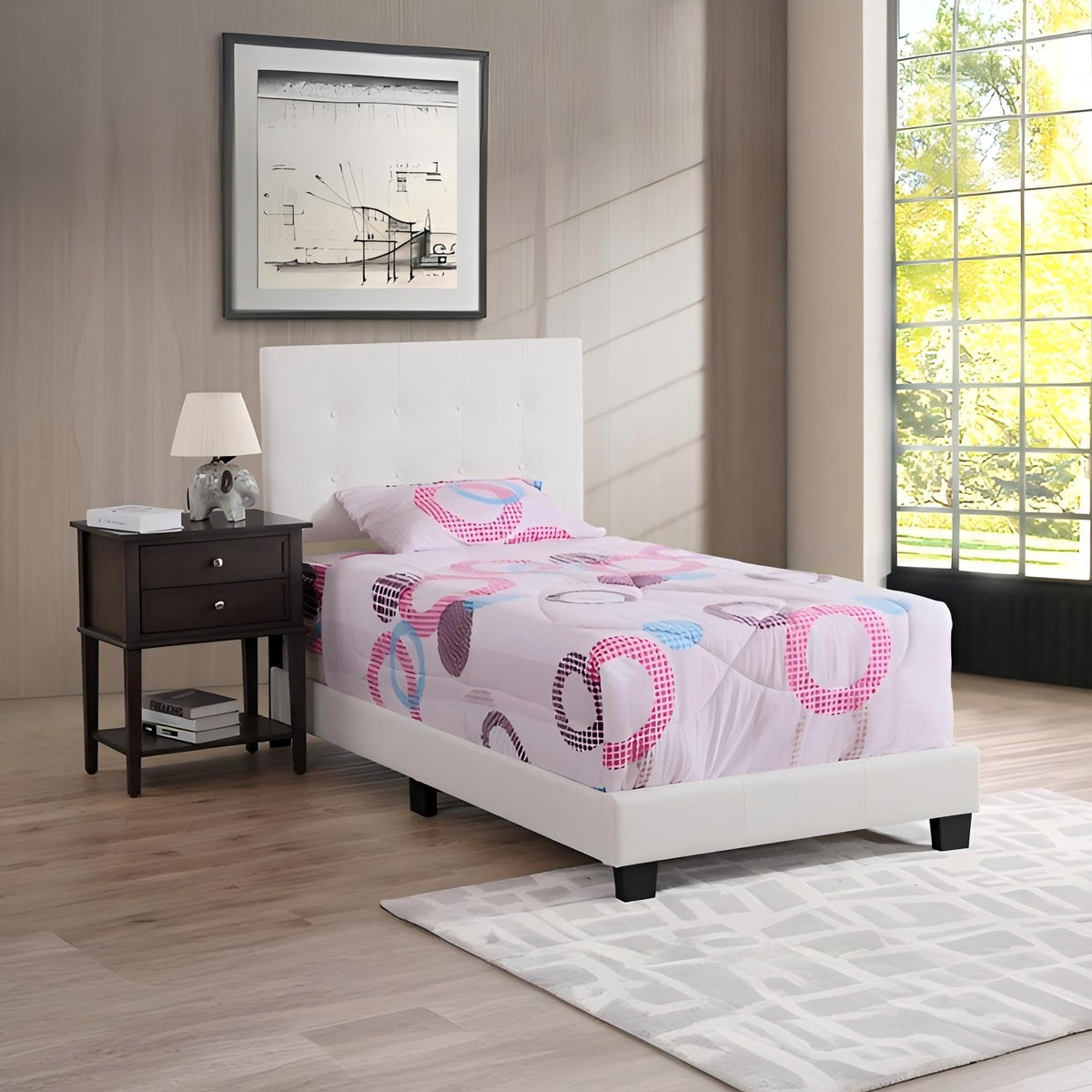 Caldwell G1305-TB-UP Twin Bed , WHITE