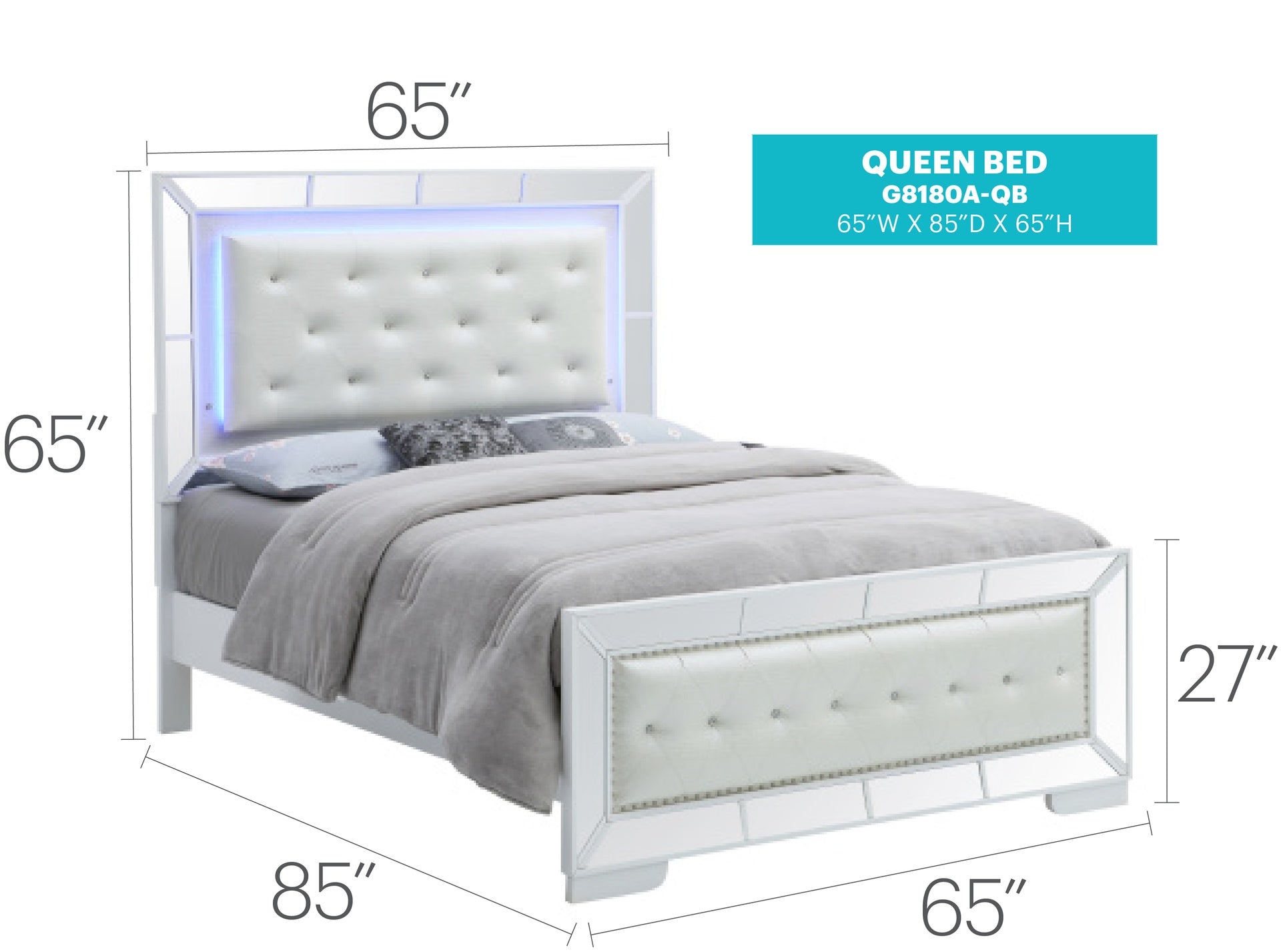 Elegant Silver Champagne Contemporary Bed