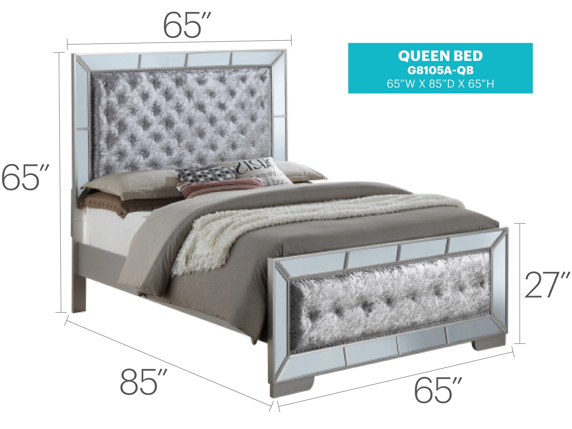 Stylish Contemporary Silver Champagne Bed