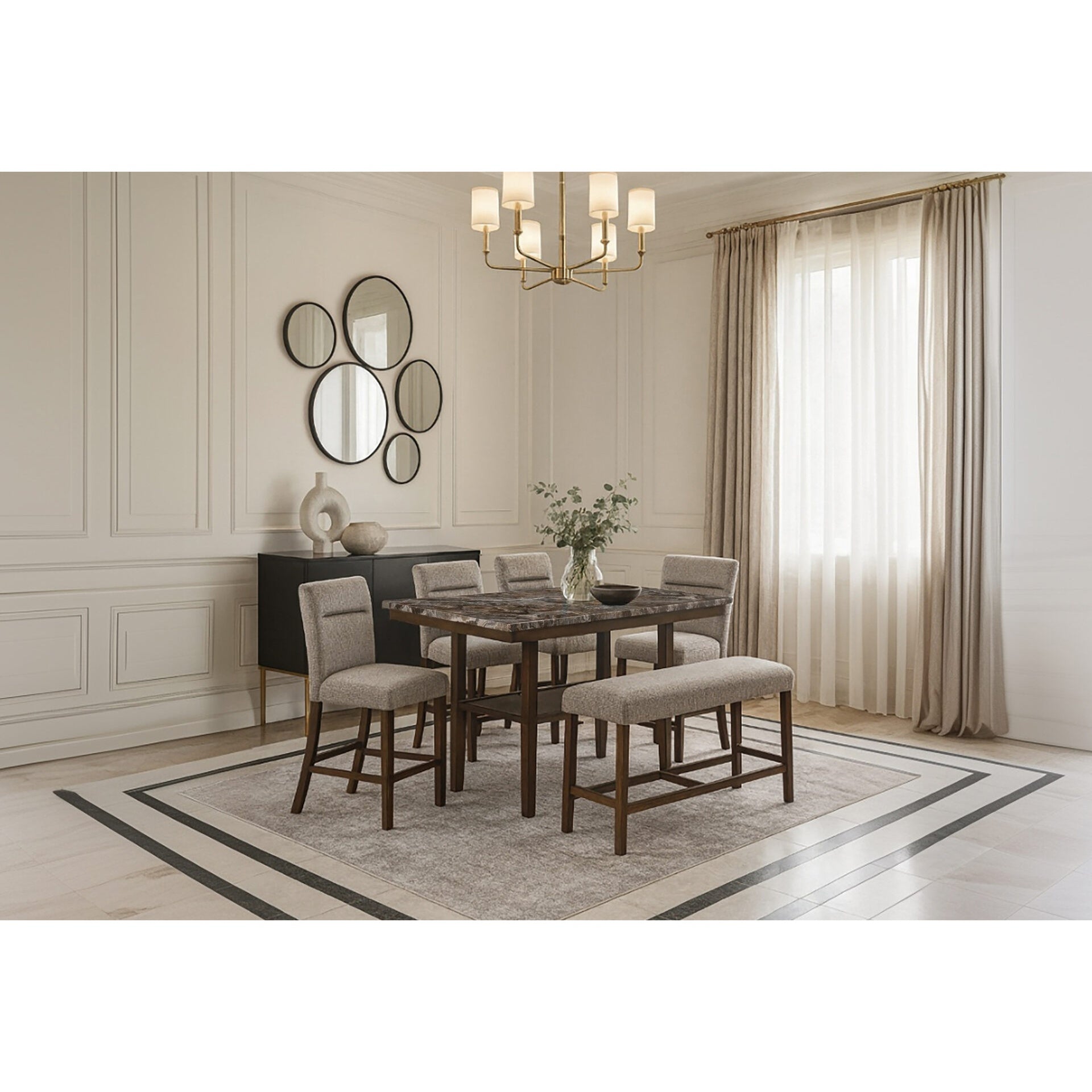 Marcello Brown Bar Table-Stool and Bench Set