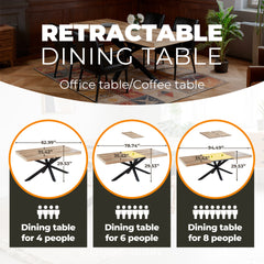 Extendable table ,DINING TABLE,OFFICE TABLE,COFFEE TABLE,240/200/160x90x75cm,walnut color