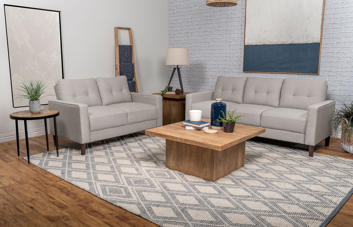 Harvey Beige 2-piece Upholstered Tufted Sofa Set