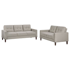 Harvey Beige 2-piece Upholstered Tufted Sofa Set