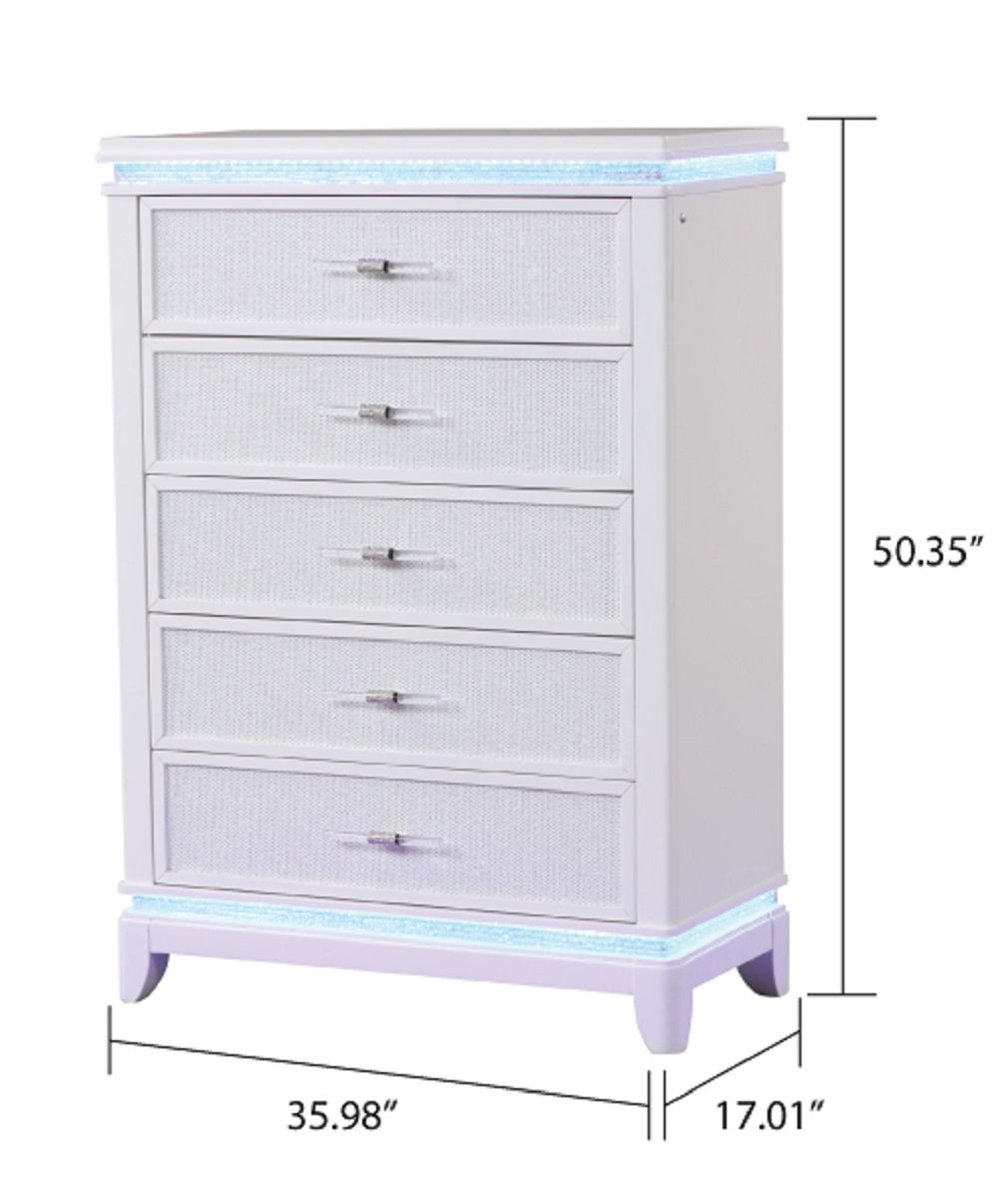 OPIUM  Queen 5 Pc Bedroom set in Milky White(NJ INVENTORY)