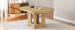 TOPMAX Farmhouse Extendable Round Dining Table with 16inch Removable Leaf for Small Places, Natural