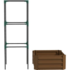 Garden Bed,Raised Garden Bed,Galvanized Planter Box with Cage for Climbing Vines