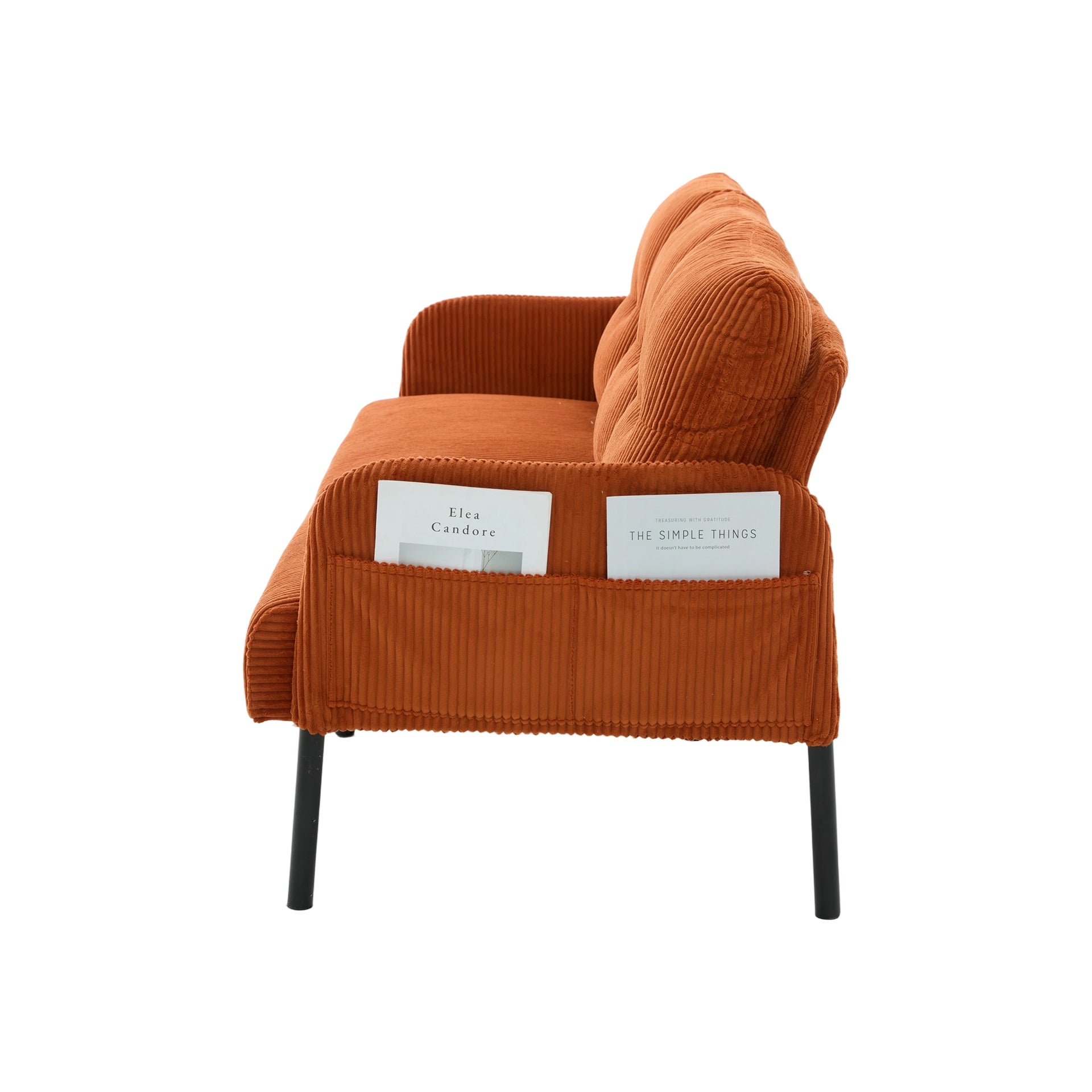 UNITED WE WIN Oversized Loveseat, Modern & Plush Double-seater Sofa, Corduroy Upholstered Couch, Cozy Bedroom Sofa with Metal Legs & Side Pockets, Ideal for Living Room, Bedroom, Dorm, Apartment
