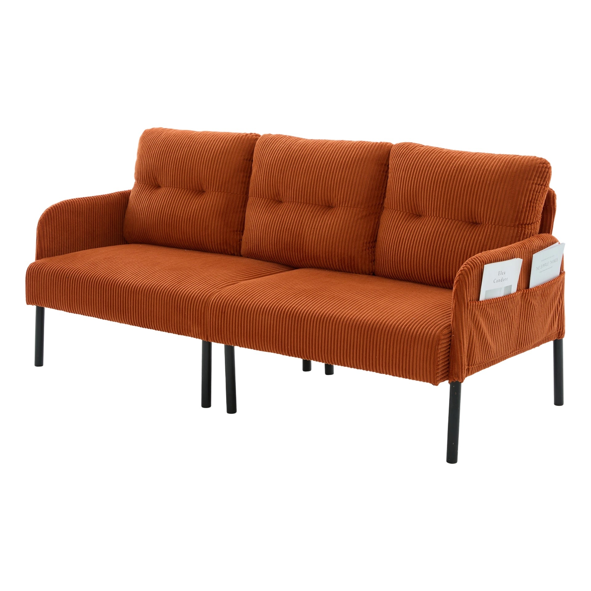 UNITED WE WIN Oversized Loveseat, Modern & Plush Double-seater Sofa, Corduroy Upholstered Couch, Cozy Bedroom Sofa with Metal Legs & Side Pockets, Ideal for Living Room, Bedroom, Dorm, Apartment