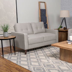 Harvey Beige Upholstered Tufted Loveseat