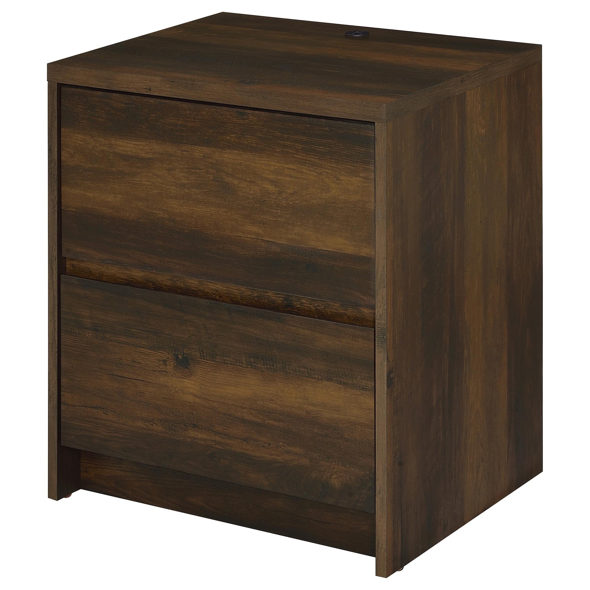 Geary Dark Pine 2-drawer Nightstand LED Lights and USB