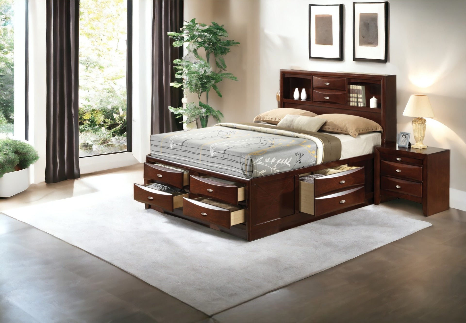 Ireland Espresso Finish EK Bed W/Storage