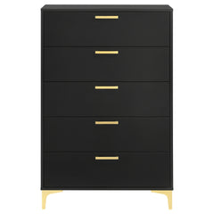 Lexie Black/Gold 5-drawer Rectangular Chest