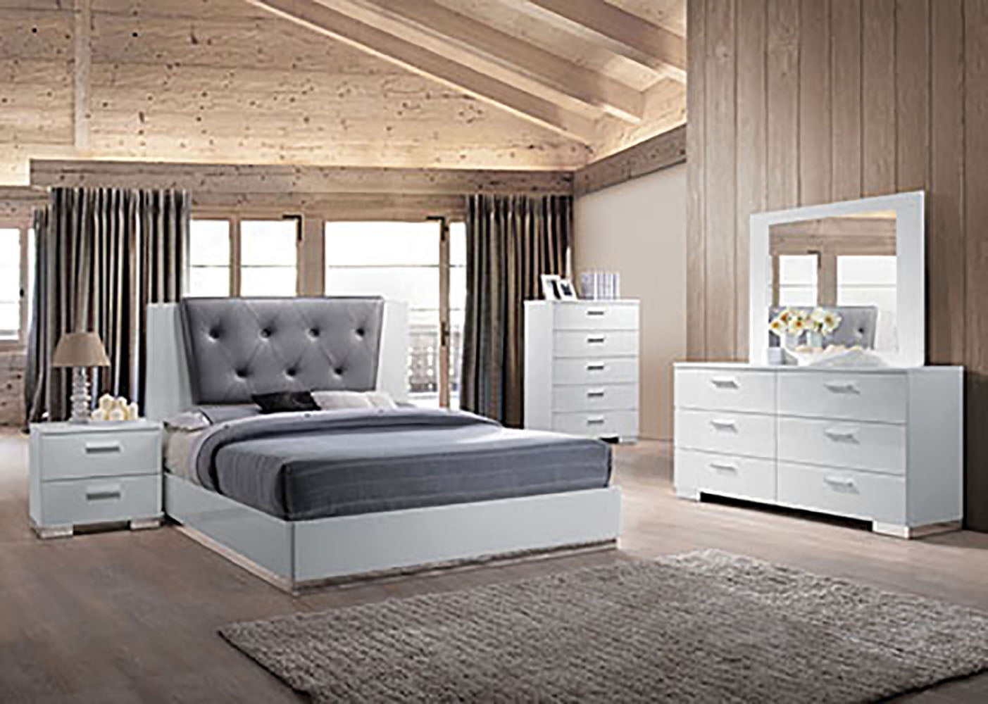 White and Chrome 2-Drawer Nightstand