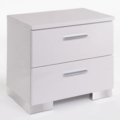 White and Chrome 2-Drawer Nightstand