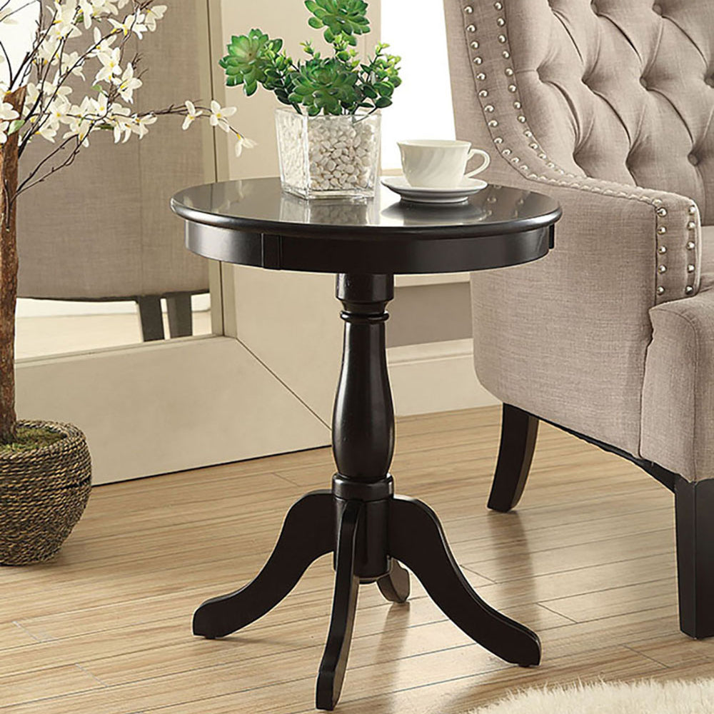 Black Side Table with Turned Pedestal
