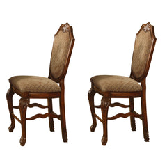 Beige and Cherry Solid Back Counter Height Stools (Set of 2)
