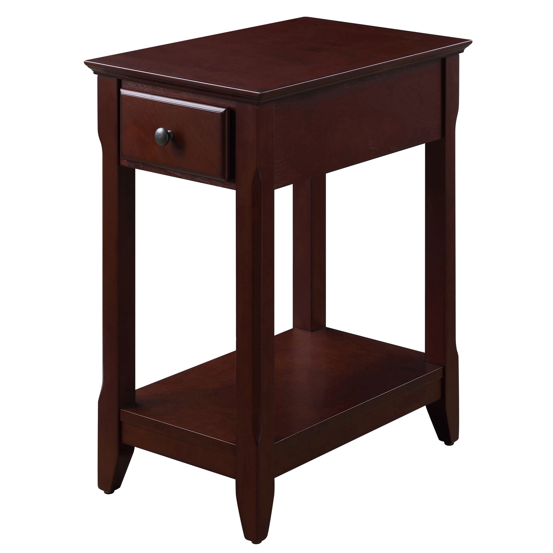 Espresso Accent Table with Bottom Shelf