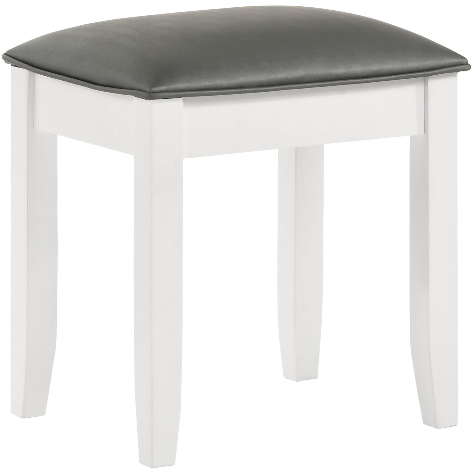 Glossy White Vanity Stool with Padded Seat