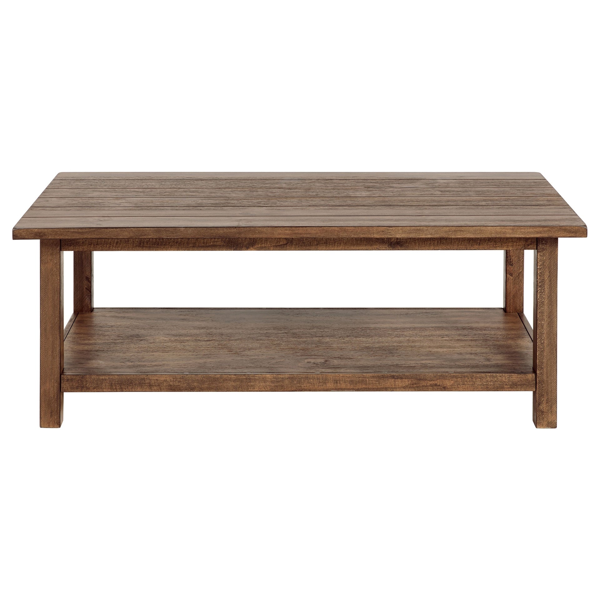 Castleton Distressed Brown Wood Coffee Table with Shelf