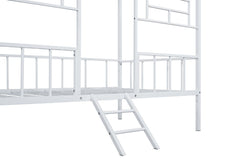 Twin Bunk Bed Contemporary Style House Design With Full Metal Construction And Angled Ladder, White