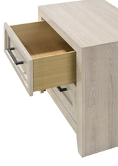 1pc Contemporary Two Drawer Nightstand Geometric Design Off-White Finish Wooden Furniture